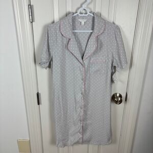 Charter Club Intimates Women's Gray Polka Dot Nightgown Short Sleeve Size S NWT